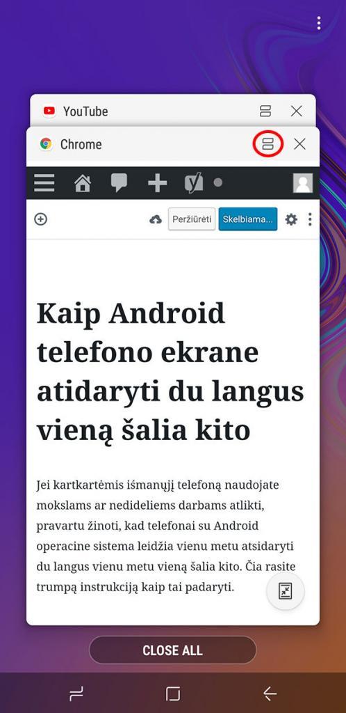 android dvi programos ekrane vienu metu