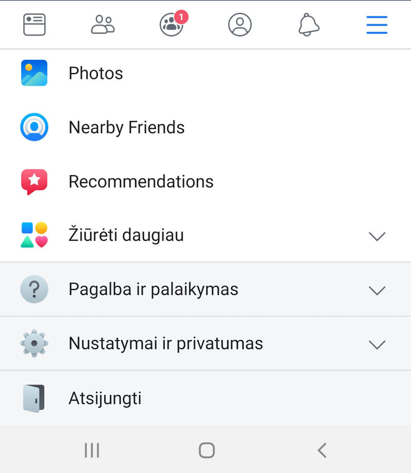 facebook lietuviskai telefone