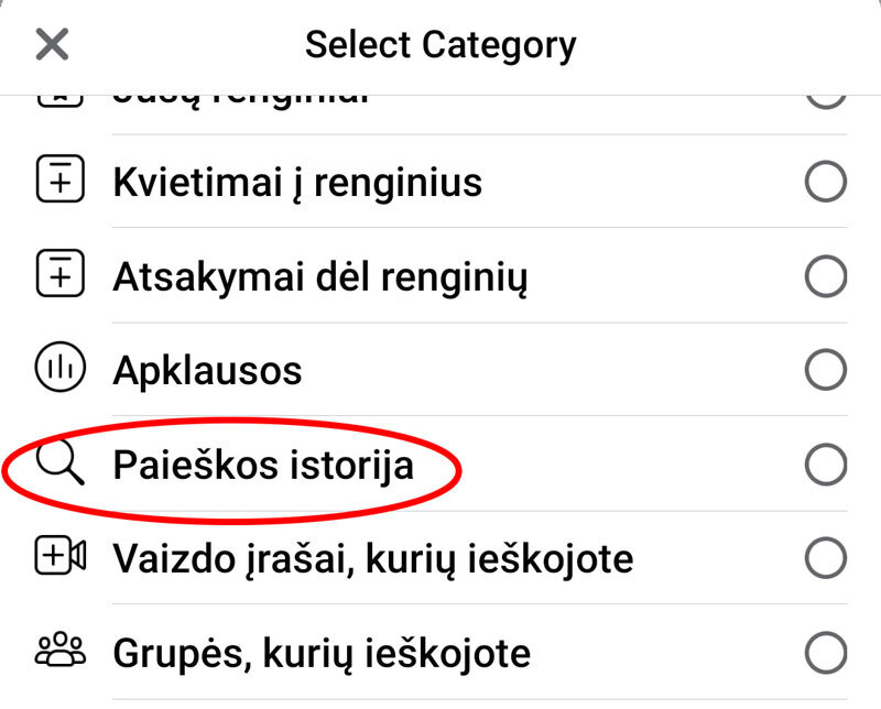 facebook paieškos istorija android išmaniame telefone