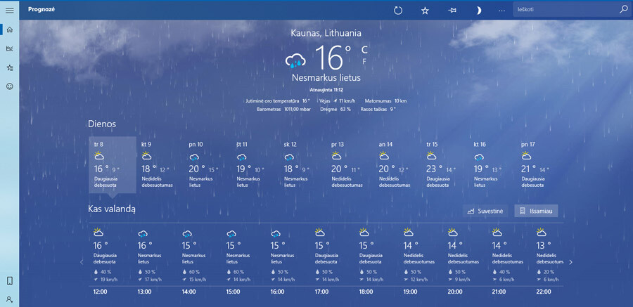 kaip kompiuteryje pažiūrėti orų prognozę