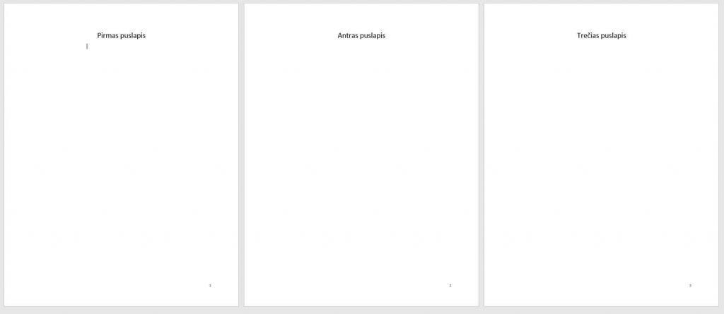 microsoft word kaip sunumeruoti puslapius