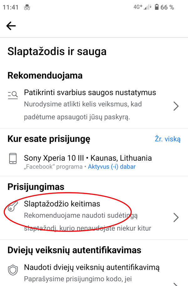 kaip facebook slaptazodi pakeist