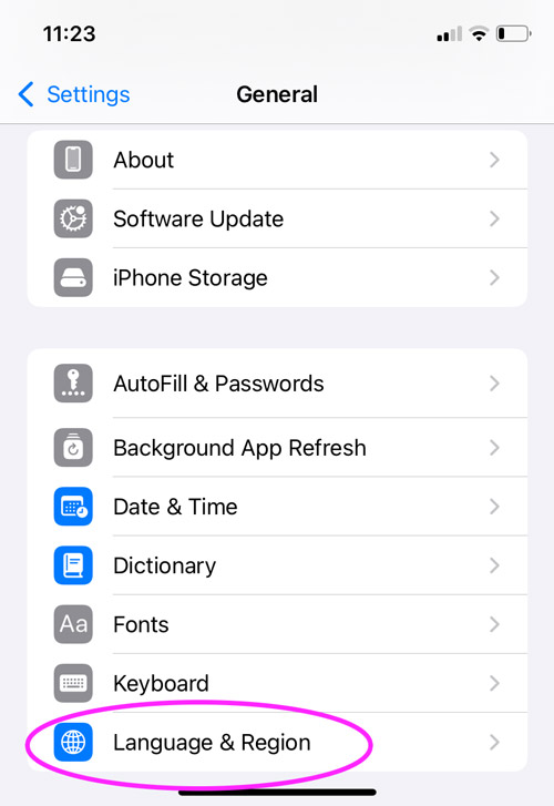 iphone kalbos perjungimas