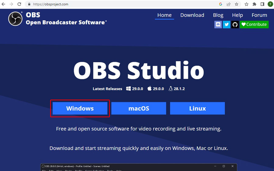 OBS Studio ekrano filmavimo programa