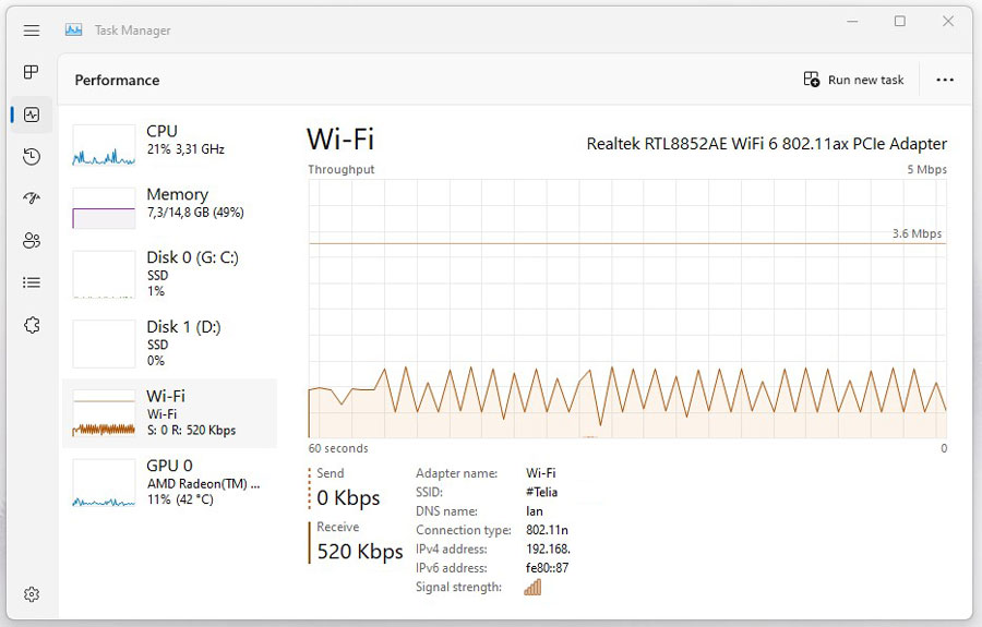 Wi-Fi iestatījumi datorā