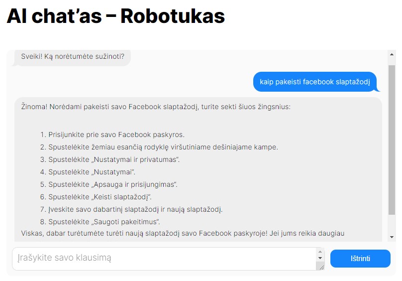 dirbtinio intelekto įrankis Robotukas - chatgpt