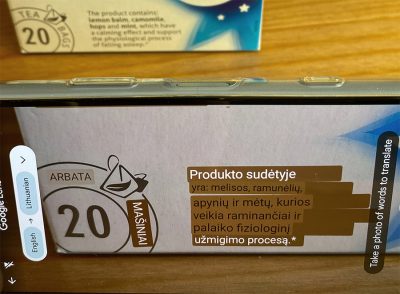 kaip versti užrašus su telefono kamera ir google translate programėle